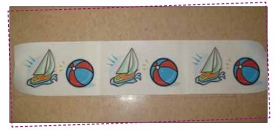 A sequence of a non-numeric repeating patterns: sailboat, beach ball, boat, beach ball, sail boat, and beach ball.