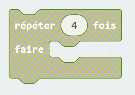 Bloc de contrôle : « répéter 4 fois »,