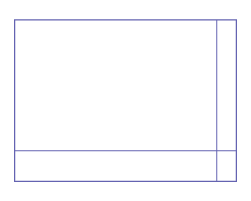 Sur un rectangle, deux lignes sont perpendiculaires, au coin droit, en bas du rectangle. 