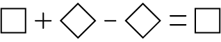 Une conjecture mathématique avec des formes : carré, plus losange, moins, losange, égales, carré.