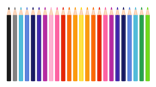 Résultat d’une collecte de données : 24 crayons, tous de couleur différente