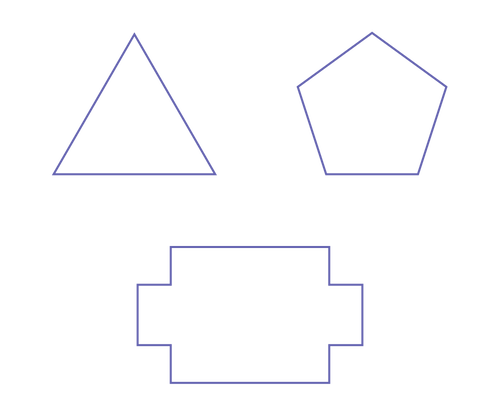 Un triangle, un pentagone et un polygone.