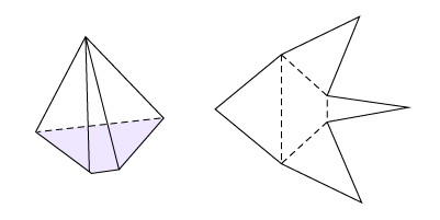 Pyramide à base trapézoïdale et la visualisation spatiale de son développement. 