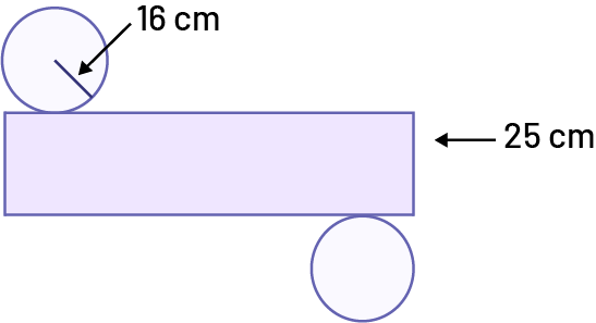 Développement d’un cylindre. Le rayon de la base est de 16 centimètres. La largeur du côté est de 25 centimètres.