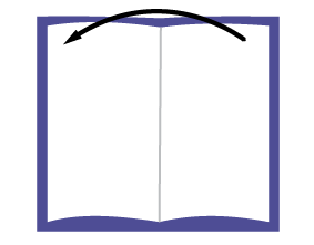 Two half-plans that cross each other. An arrow passes from one plane to another.