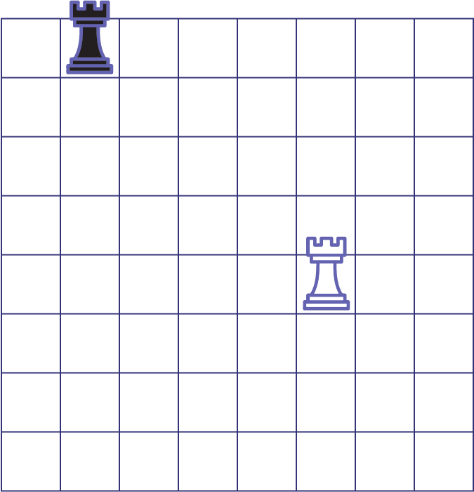 Example of a game board in the form of a grid where students can come and place pieces from a chess set.