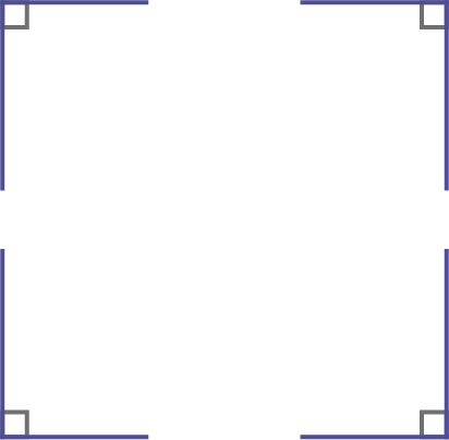 Four sets of two perpendicular segments forming an intersection marked by a small square.