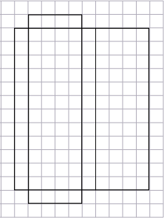 There is a grid on which there is the development of a rectangular prism.