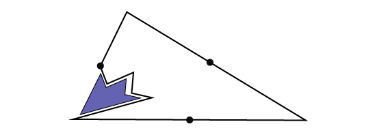 A figure of some kind is plotted by starting from a vertex of a triangle. This figure is then cut out.