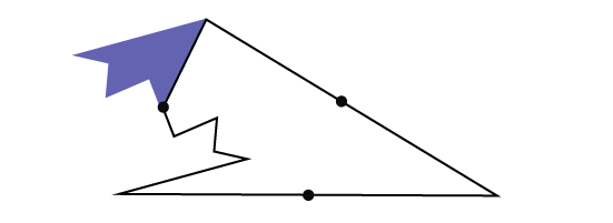 A figure is drawn by starting from a vertex of a triangle. This figure is then cut out and rotated.